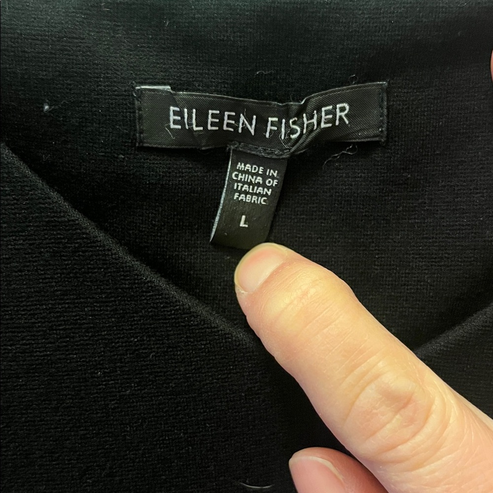 Eileen Fisher Black Sleeveless V-Neck Midi Dress size large - Picture 2 of 10